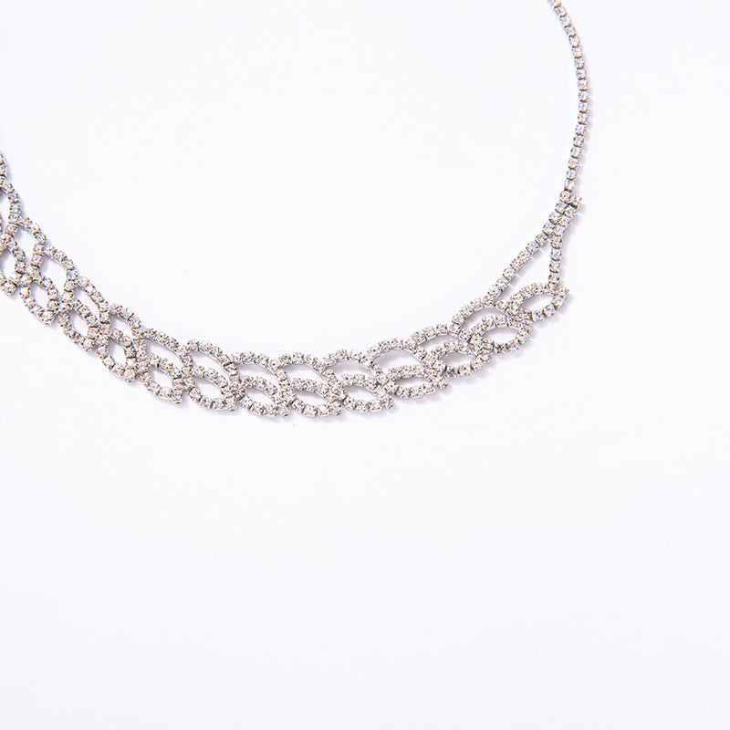 Wholesale Diamond Inlaid Flat Mouth Chain Necklaces