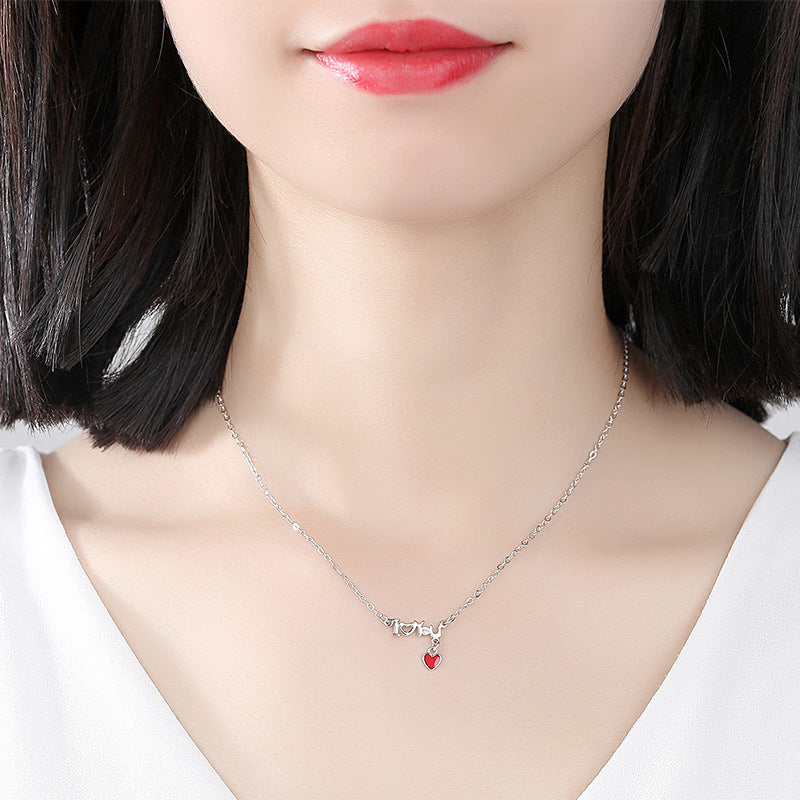 Wholesale of Small Red Heart Letter Necklaces and Collarbone Chains