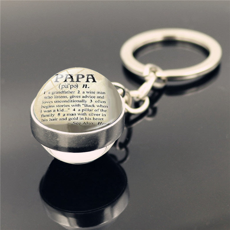Regalo al por mayor del día del padre Me encantan los llaves de pelota de vidrio de doble cara de papá