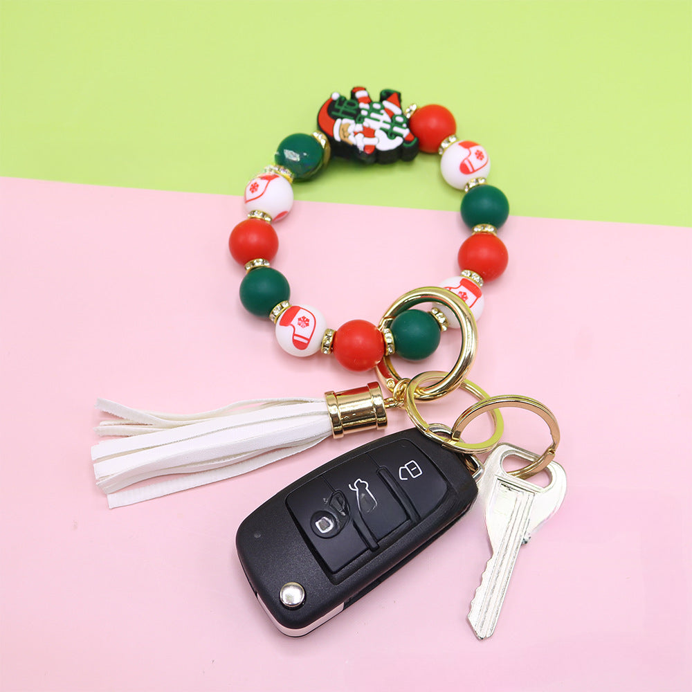 Wholesale Christmas Silicone Bracelet Keychain