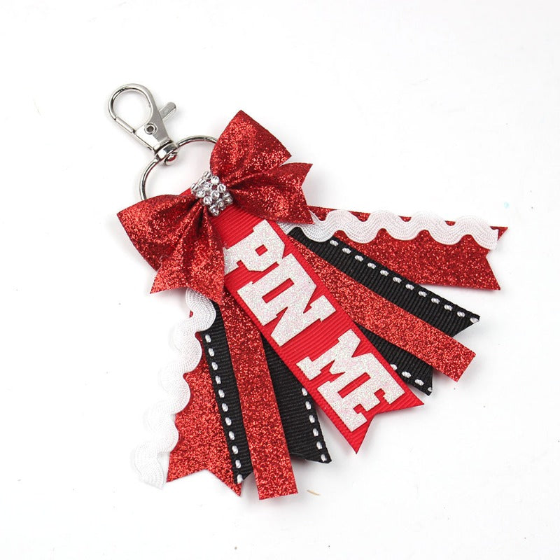 Wholesale 5pcs Teen Cheerleader Bow Lanyard Ribbon Keychains