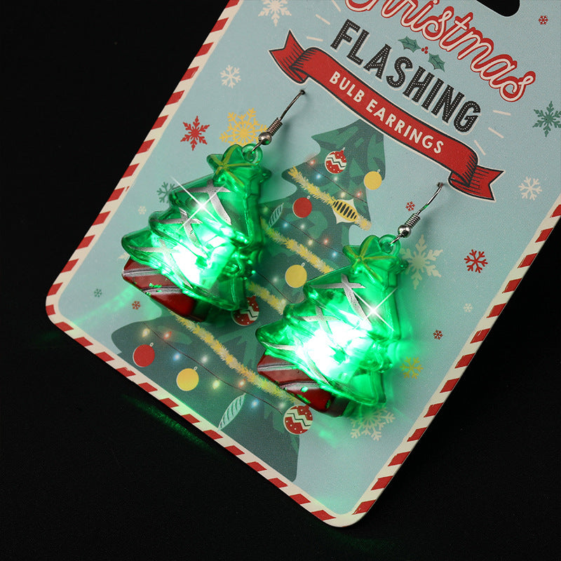 Wholesale LED Light Glow Christmas Plastic Earrings
