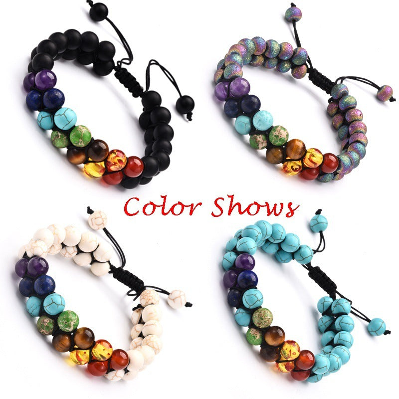Wholesale Volcano Stone Pine Stone Frosted Agate Colorful Stone Bracelet