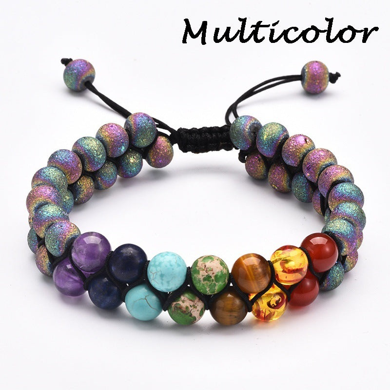 Wholesale Volcano Stone Pine Stone Frosted Agate Colorful Stone Bracelet