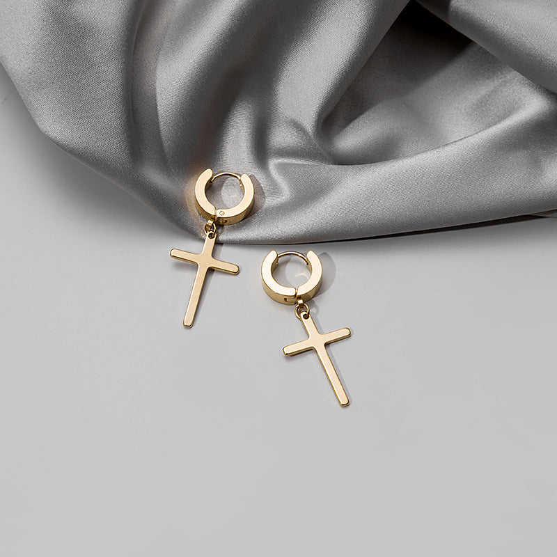 Wholesale Unpierced Stainless Steel Cross Earrings
