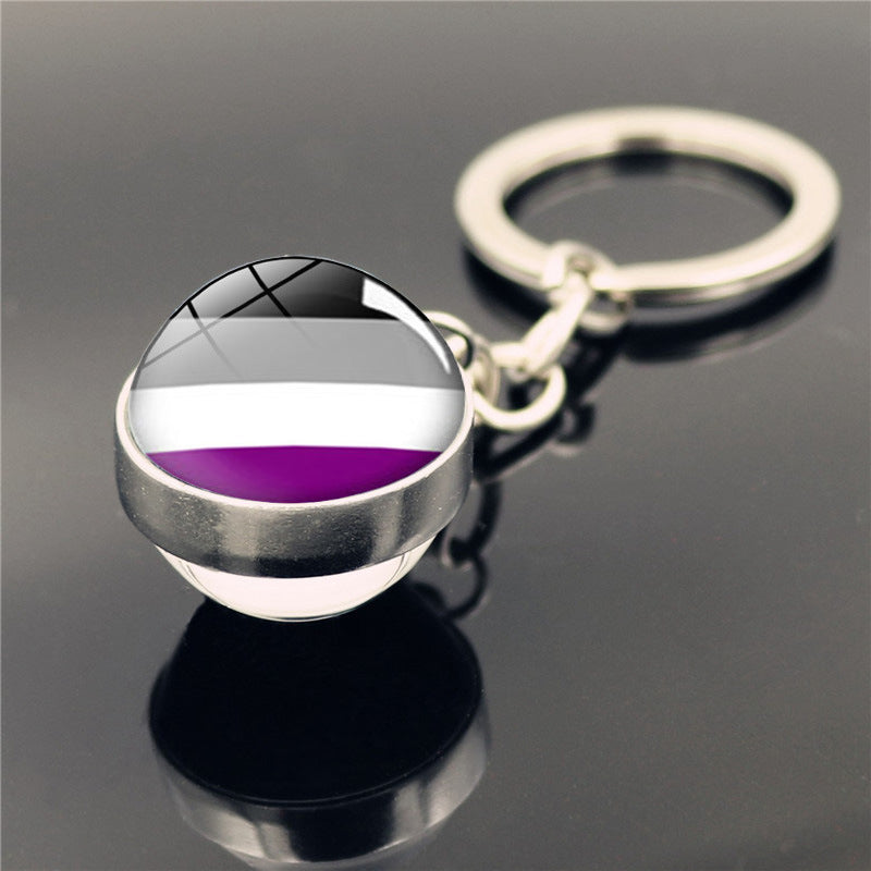 Wholesale Rainbow GayPride Double Sided Glass Ball Pendant Keychains