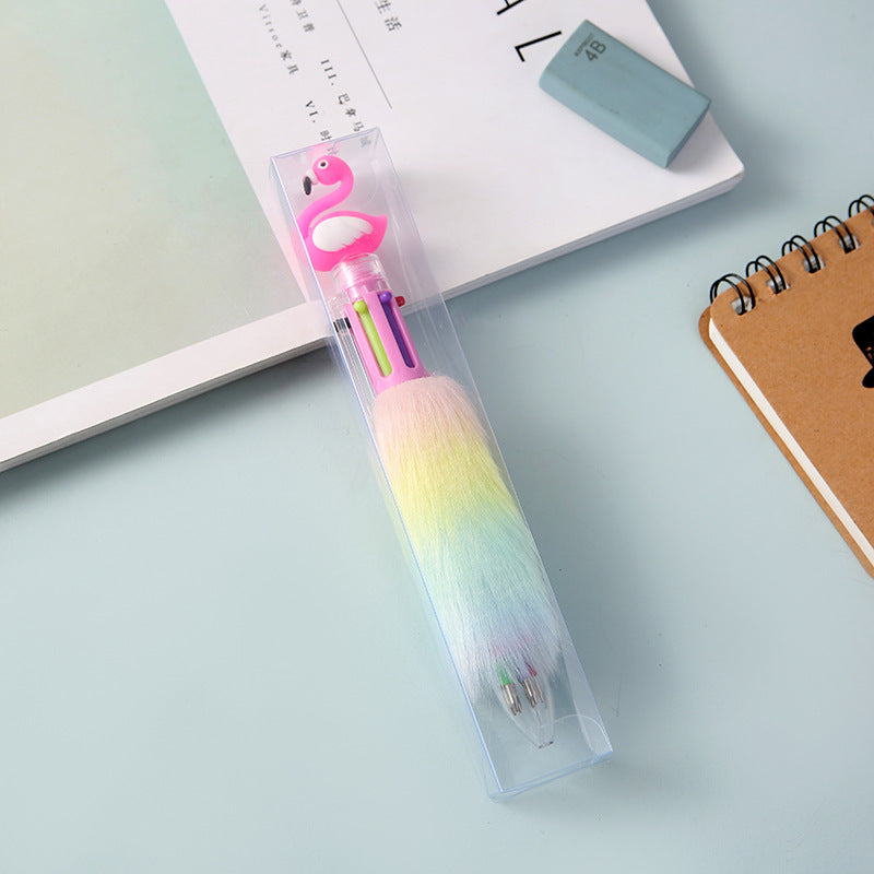 Wholesale Flamingo Plush Decorative Colorful Ballpoint Pens