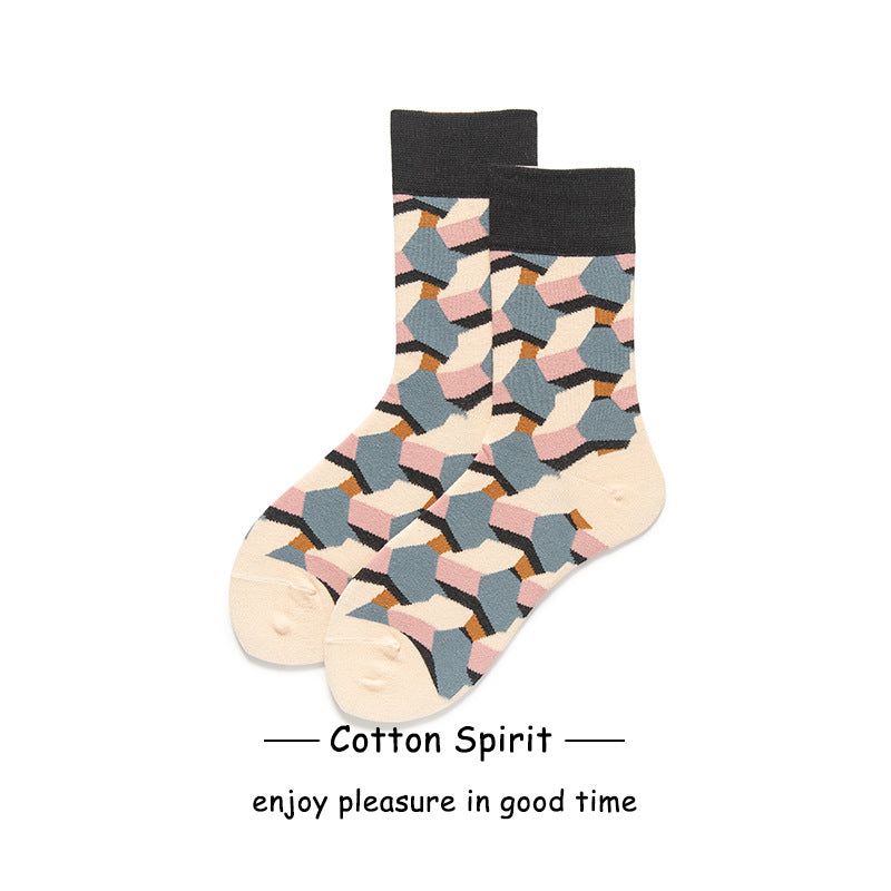 Wholesale Valentine's Day Autumn and Winter Cotton Socks College Style Striped Mid-calf Socks