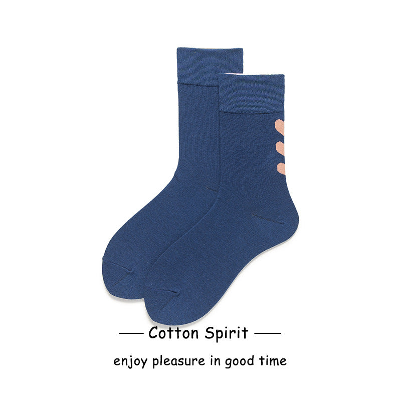 Wholesale Valentine's Day Autumn and Winter Cotton Socks College Style Striped Mid-calf Socks