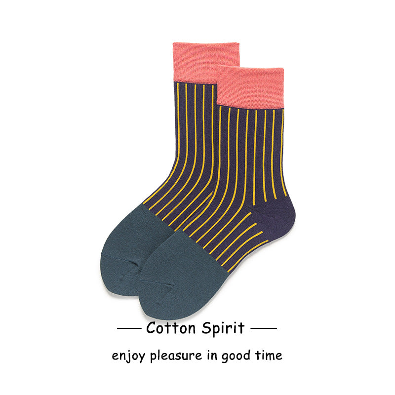 Wholesale Valentine's Day Autumn and Winter Cotton Socks College Style Striped Mid-calf Socks