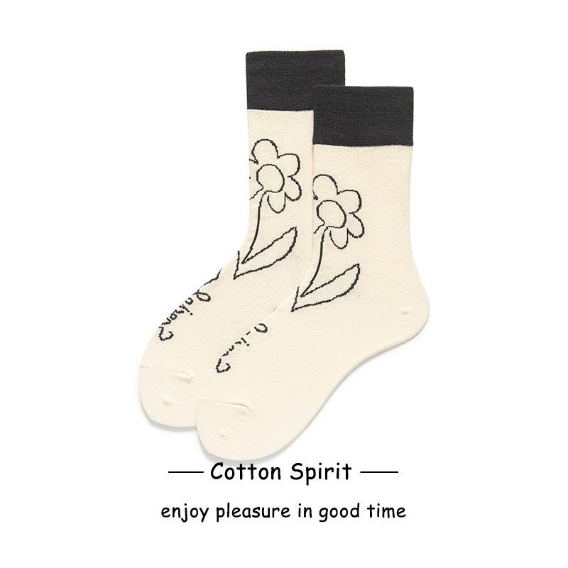 Wholesale Valentine's Day Autumn and Winter Cotton Socks College Style Striped Mid-calf Socks