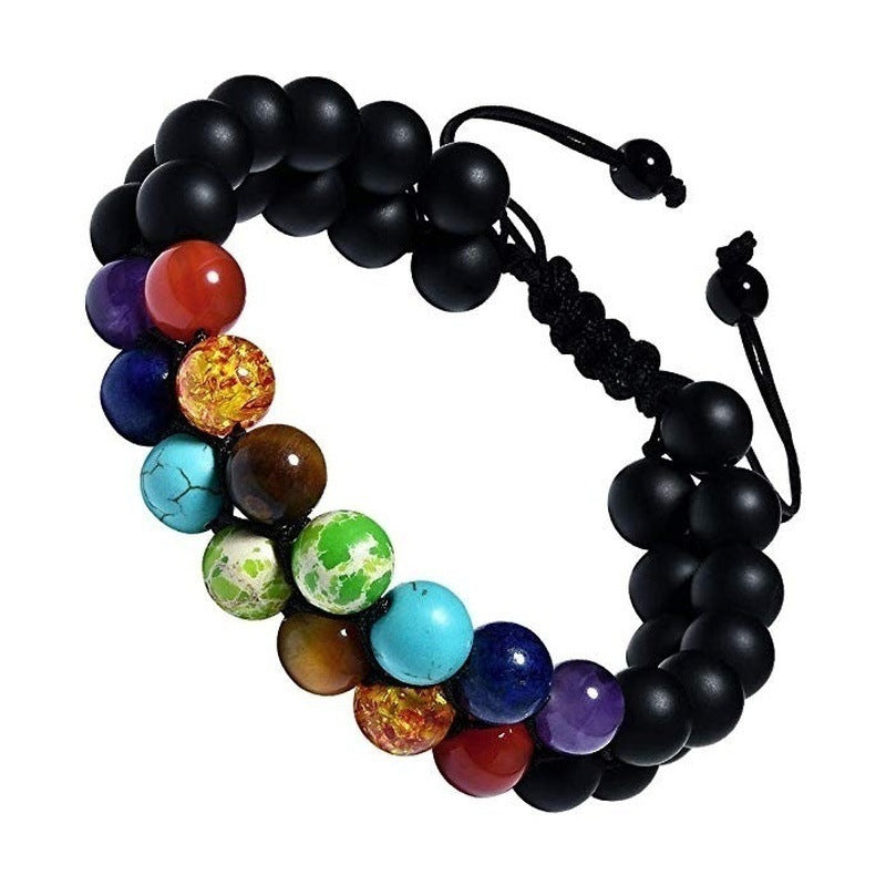 Wholesale Volcano Stone Pine Stone Frosted Agate Colorful Stone Bracelet