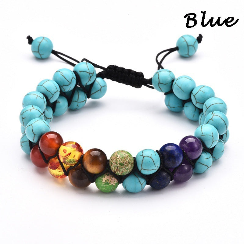 Wholesale Volcano Stone Pine Stone Frosted Agate Colorful Stone Bracelet
