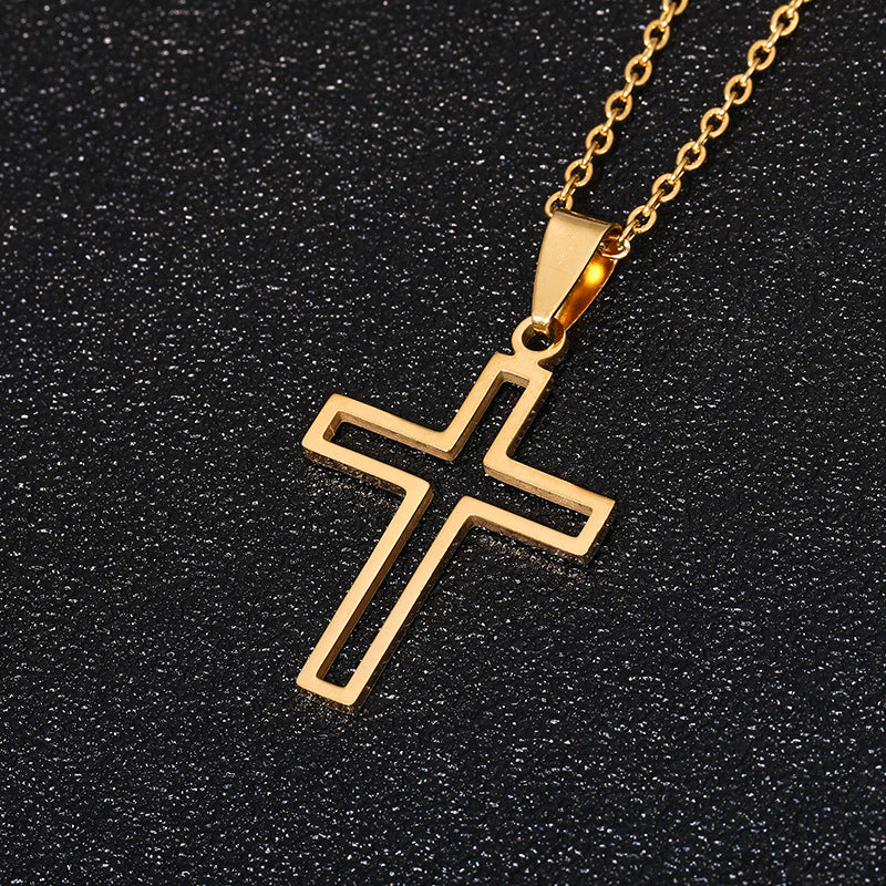 Wholesale Stainless Steel Cross Titanium Steel Necklace Sweater Chain