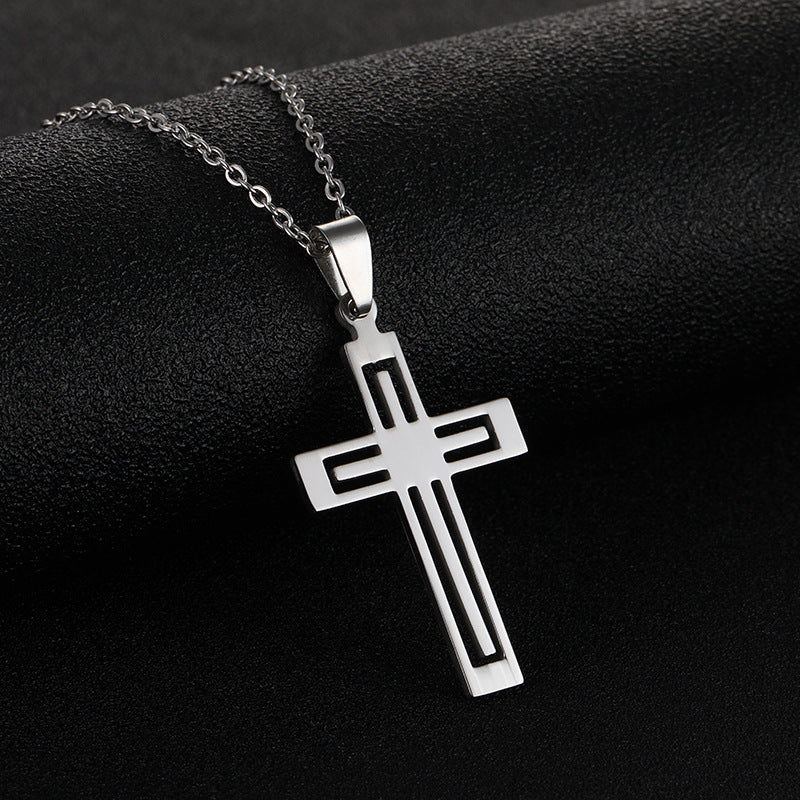 Wholesale Stainless Steel Cross Titanium Steel Necklace Sweater Chain