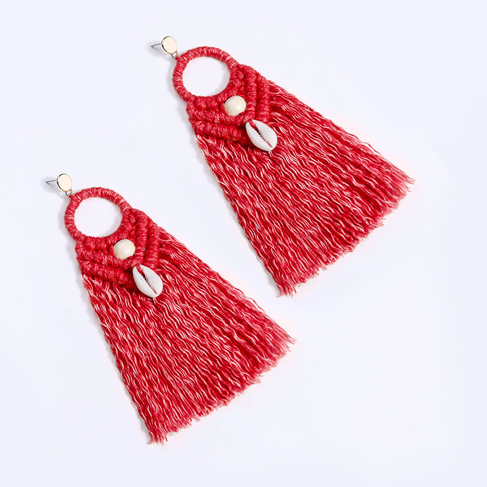 Wholesale Vintage Ethnic Style Shell Wooden Beads Earrings