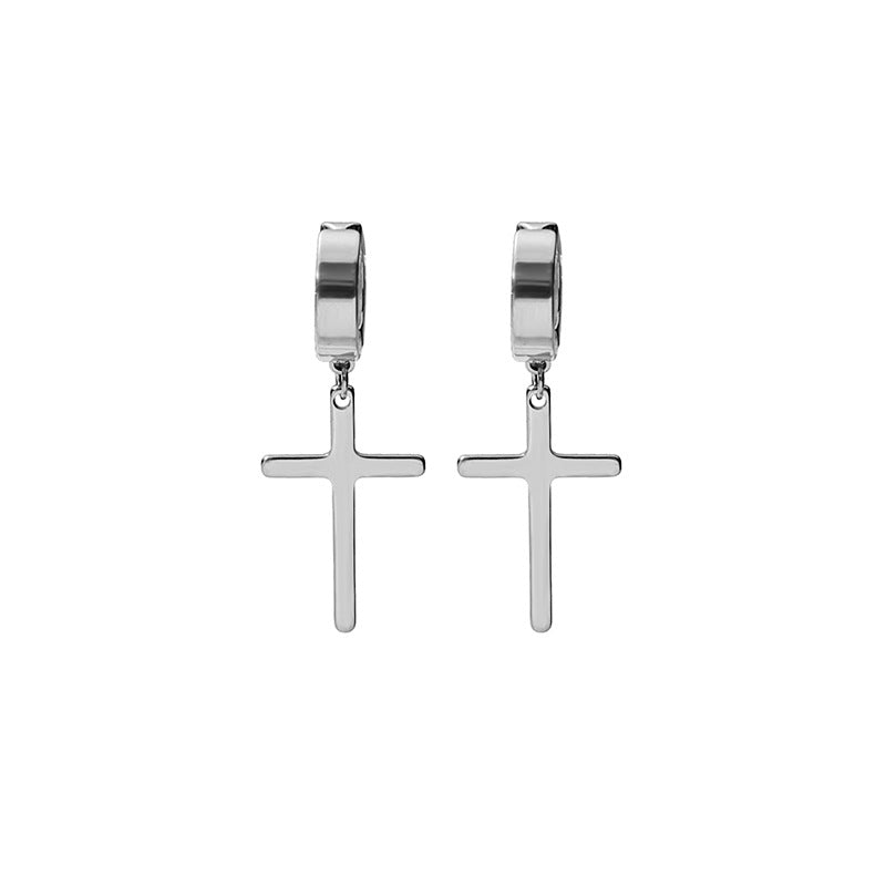Wholesale Unpierced Stainless Steel Cross Earrings