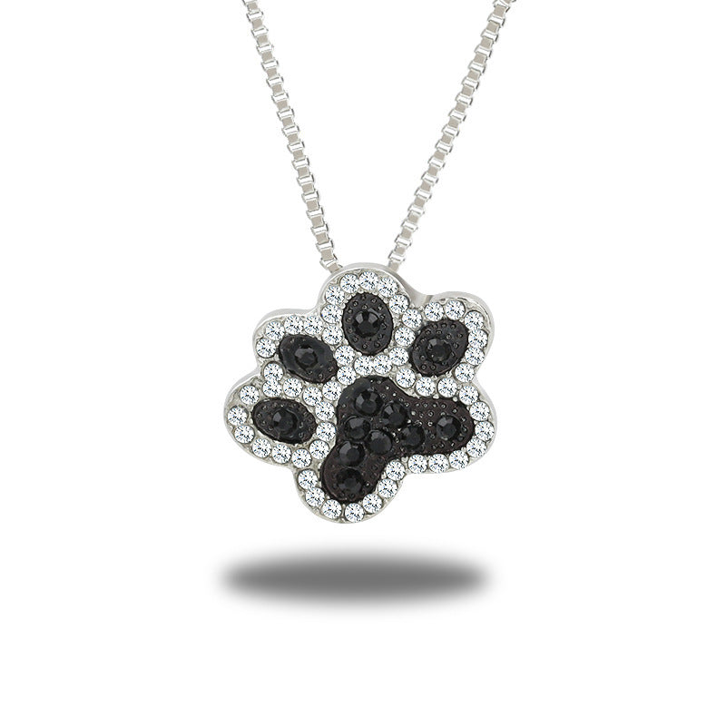 Wholesale The Feet Are Full of Diamond Cute Dog Paw Pendants