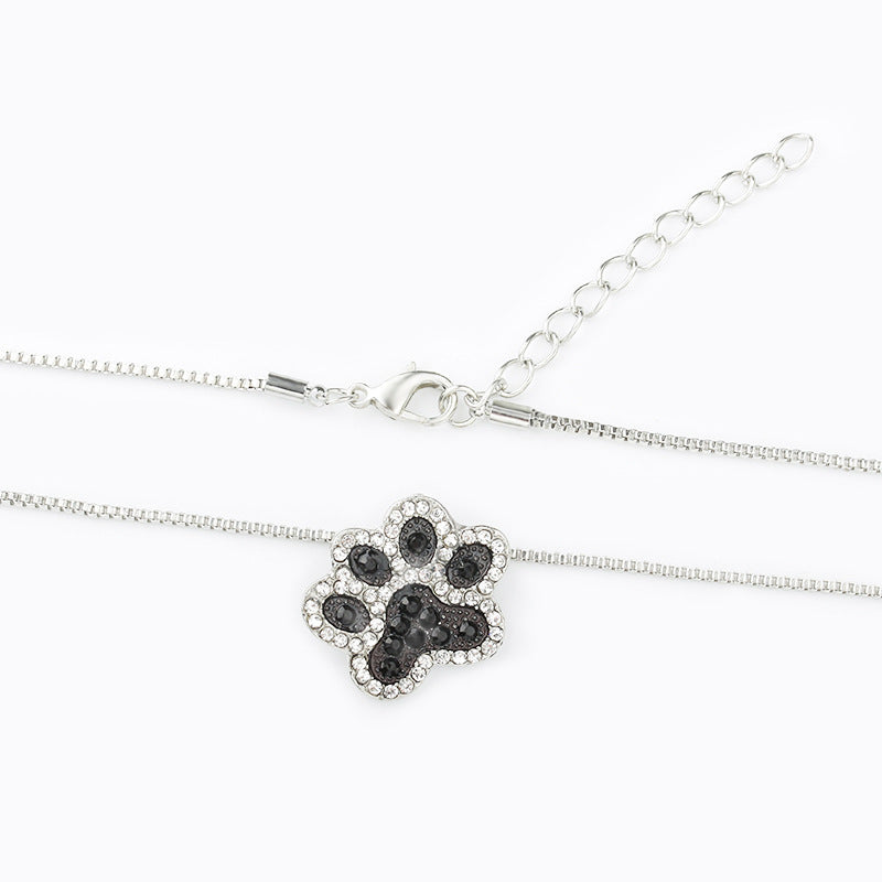 Wholesale The Feet Are Full of Diamond Cute Dog Paw Pendants