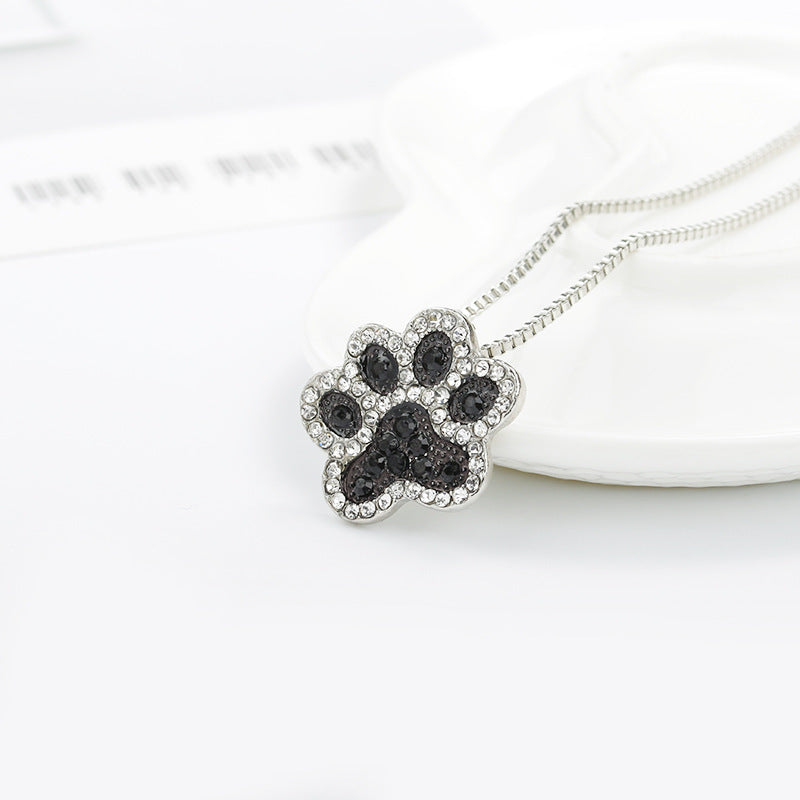 Wholesale The Feet Are Full of Diamond Cute Dog Paw Pendants