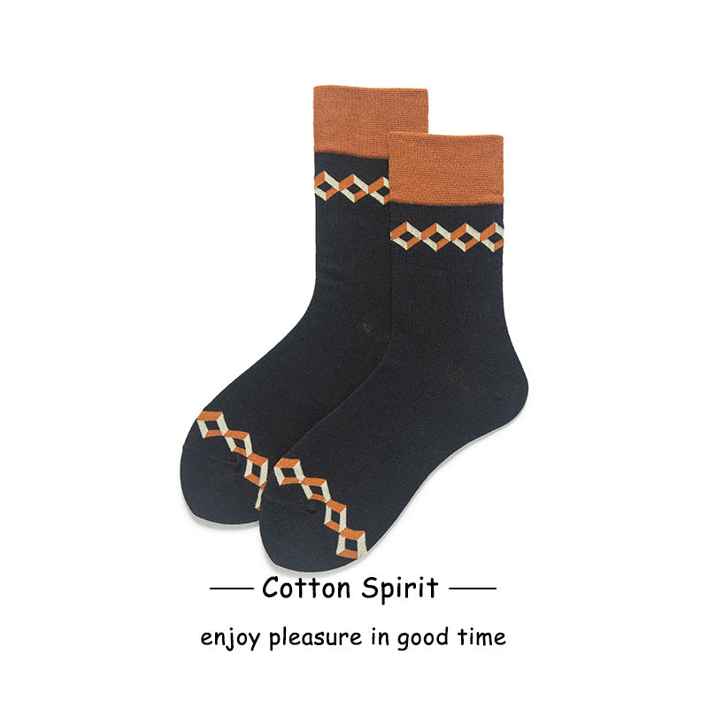Wholesale Valentine's Day Autumn and Winter Cotton Socks College Style Striped Mid-calf Socks
