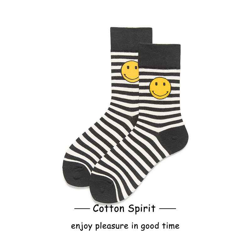 Wholesale Valentine's Day Autumn and Winter Cotton Socks College Style Striped Mid-calf Socks