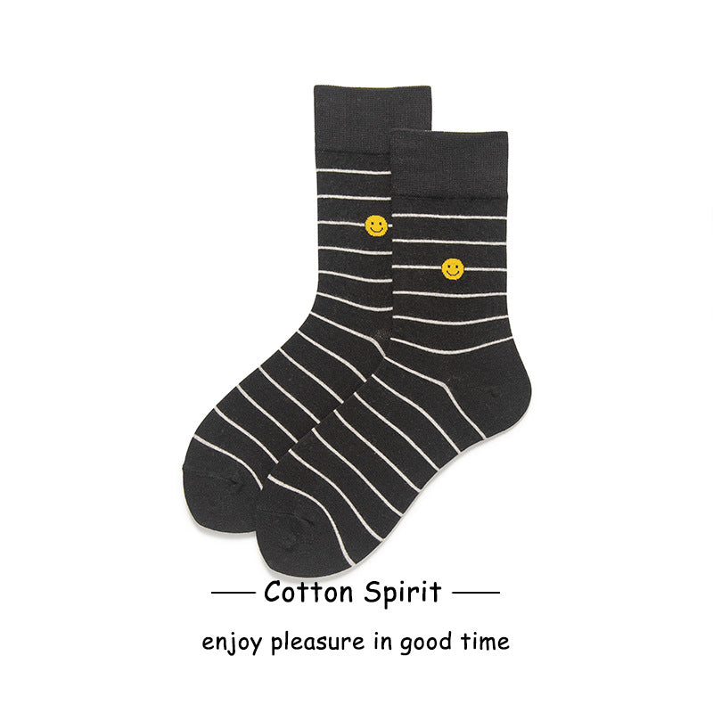 Wholesale Valentine's Day Autumn and Winter Cotton Socks College Style Striped Mid-calf Socks