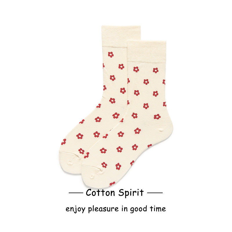 Wholesale Valentine's Day Autumn and Winter Cotton Socks College Style Striped Mid-calf Socks