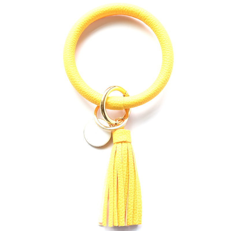 WholesalePU Leather Tassel Bracelet Keychain