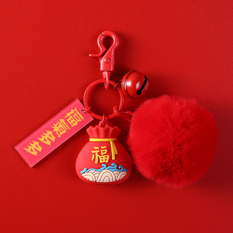 Wholesale Christmas Bell Cartoon Santa Claus Elk Silicone Keychain