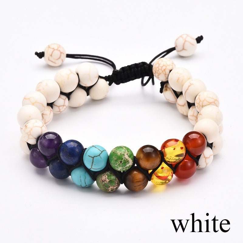 Wholesale Volcano Stone Pine Stone Frosted Agate Colorful Stone Bracelet