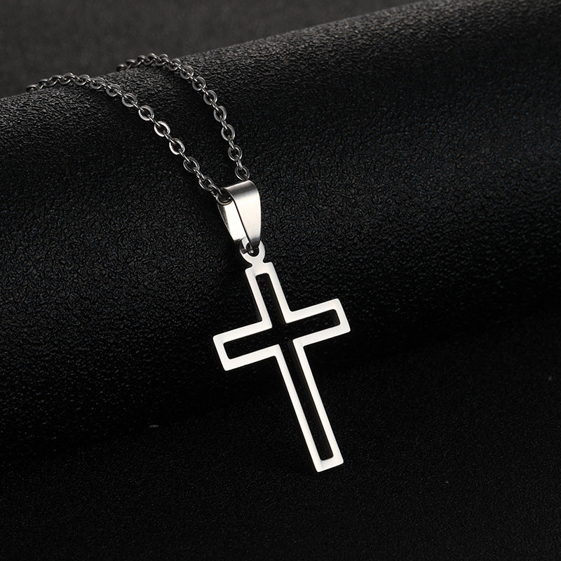 Wholesale Stainless Steel Cross Titanium Steel Necklace Sweater Chain