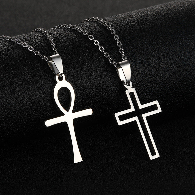 Wholesale Stainless Steel Cross Titanium Steel Necklace Sweater Chain