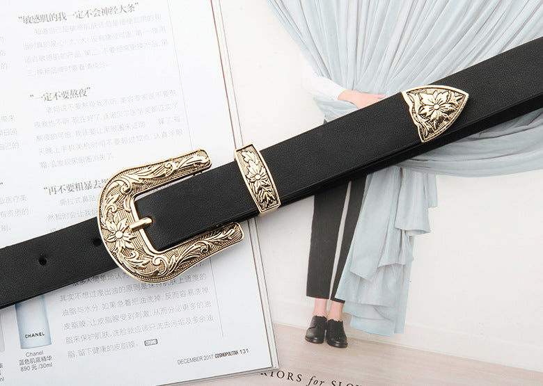 Whoelsale PU Carved Fine Belt