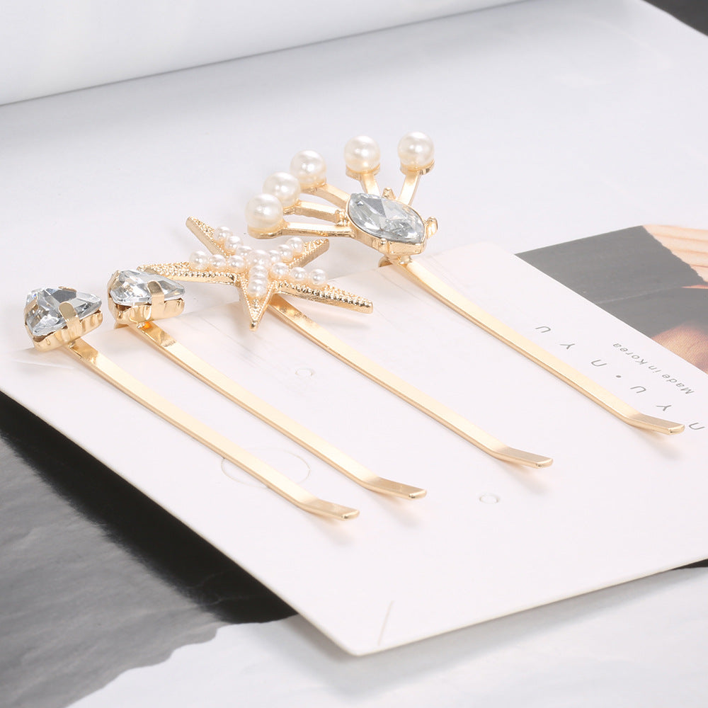 Wholesale Alloy Starfish Diamond Duckbill Hair Clip