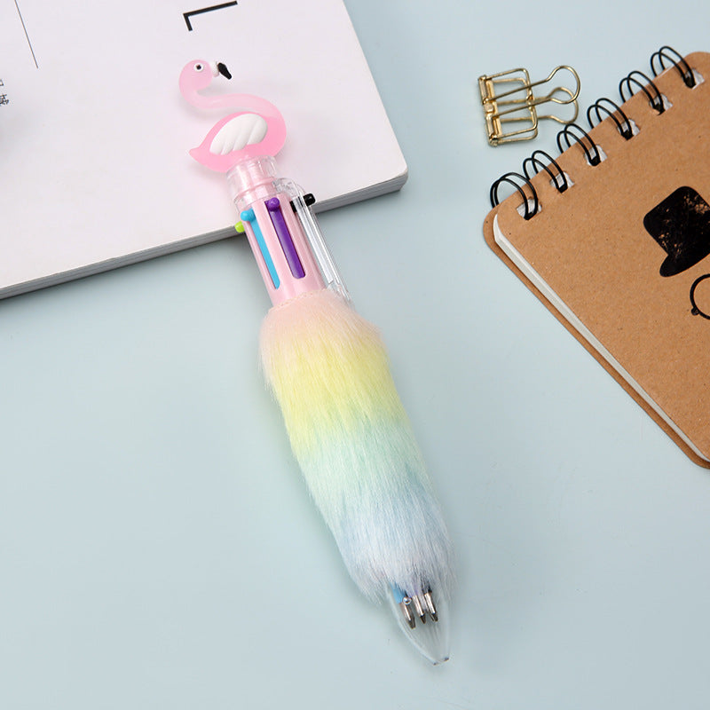 Wholesale Flamingo Plush Decorative Colorful Ballpoint Pens