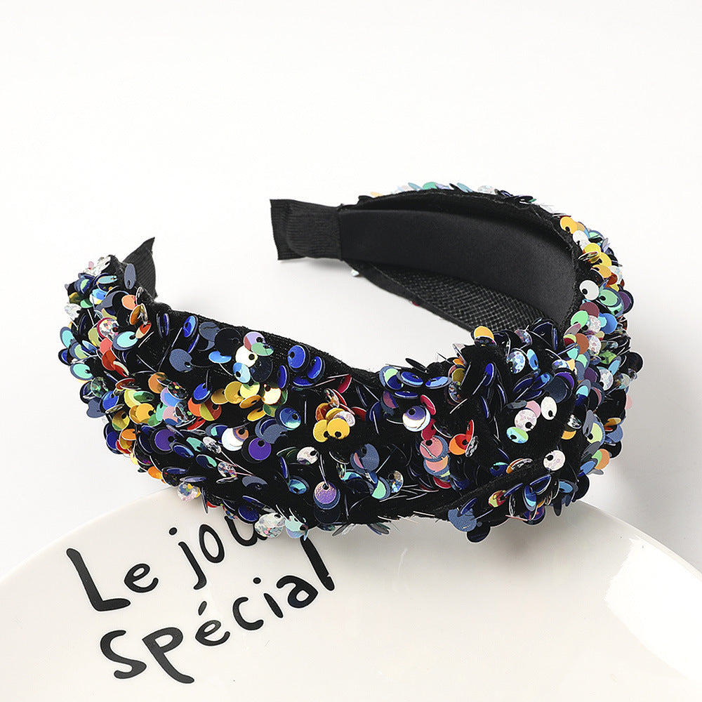 Wholesale Sequins Tied with Fish Scales, Colorful Wide Brimmed Hair Bands