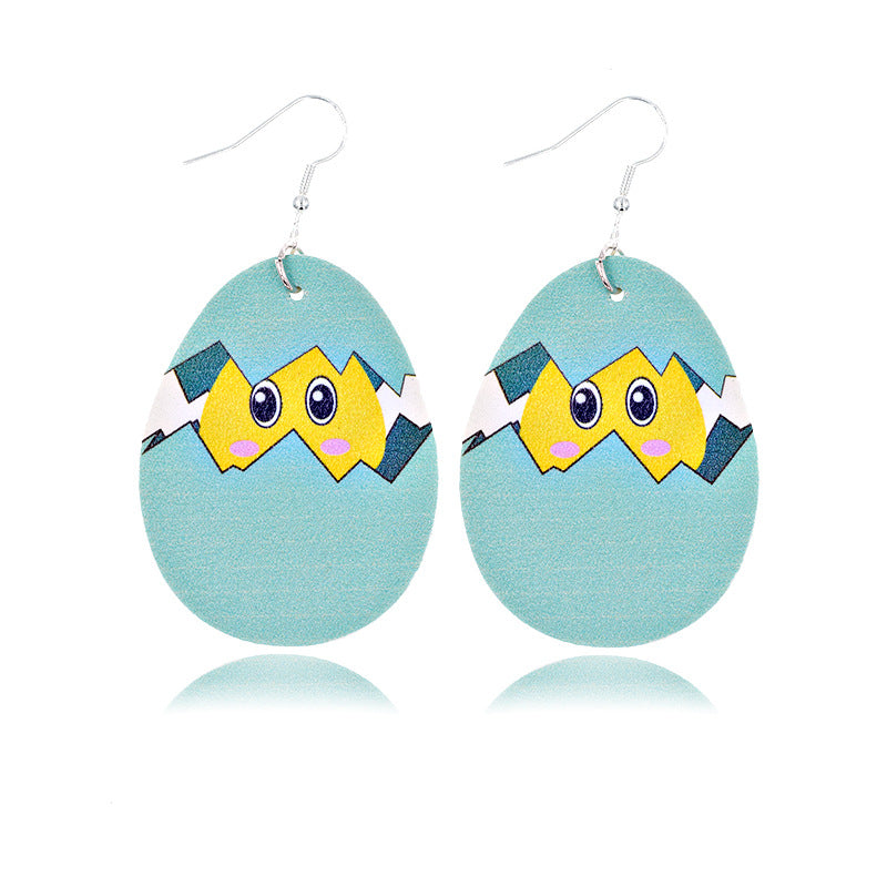 Wholesale Easter Egg Bunny Leather Earrings