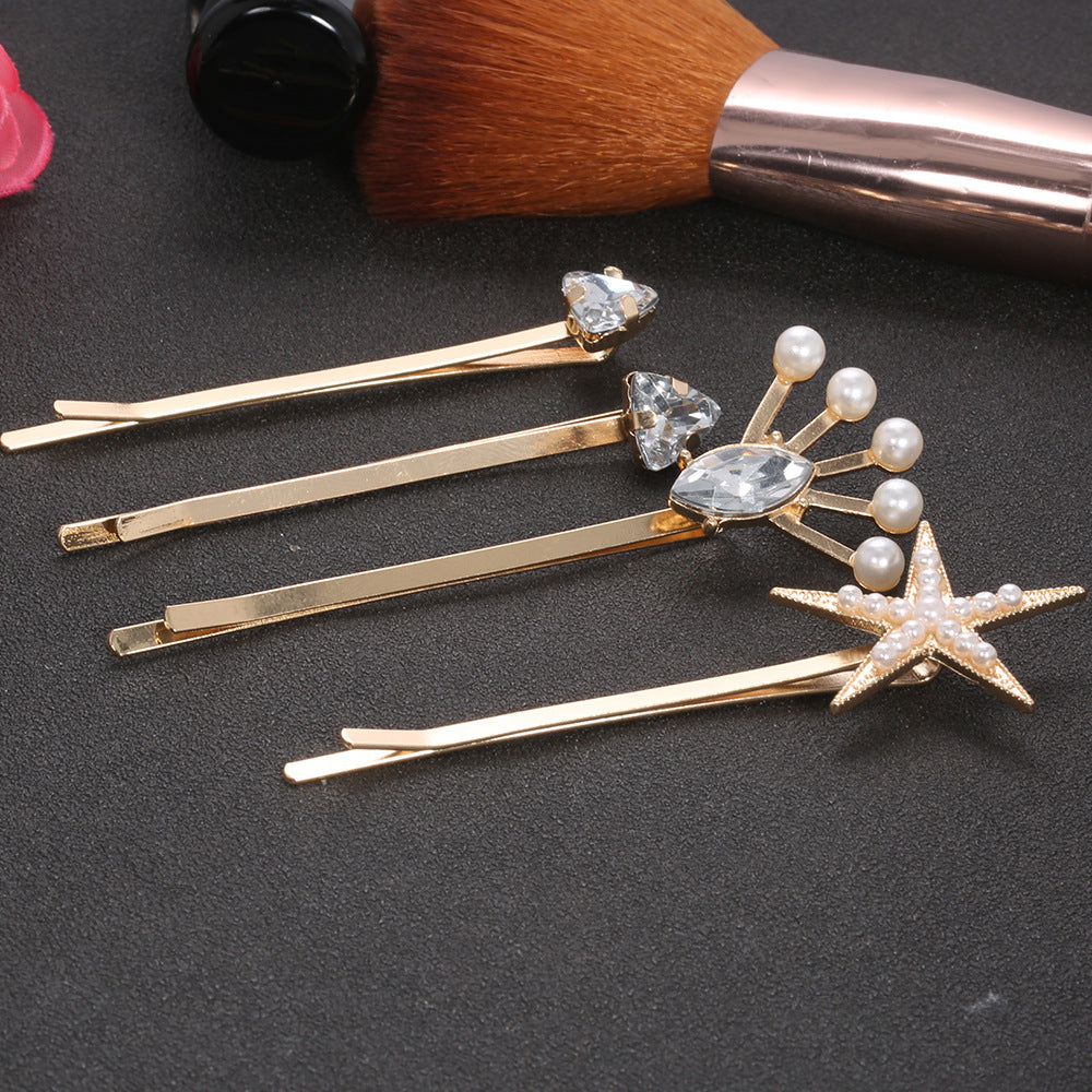 Wholesale Alloy Starfish Diamond Duckbill Hair Clip