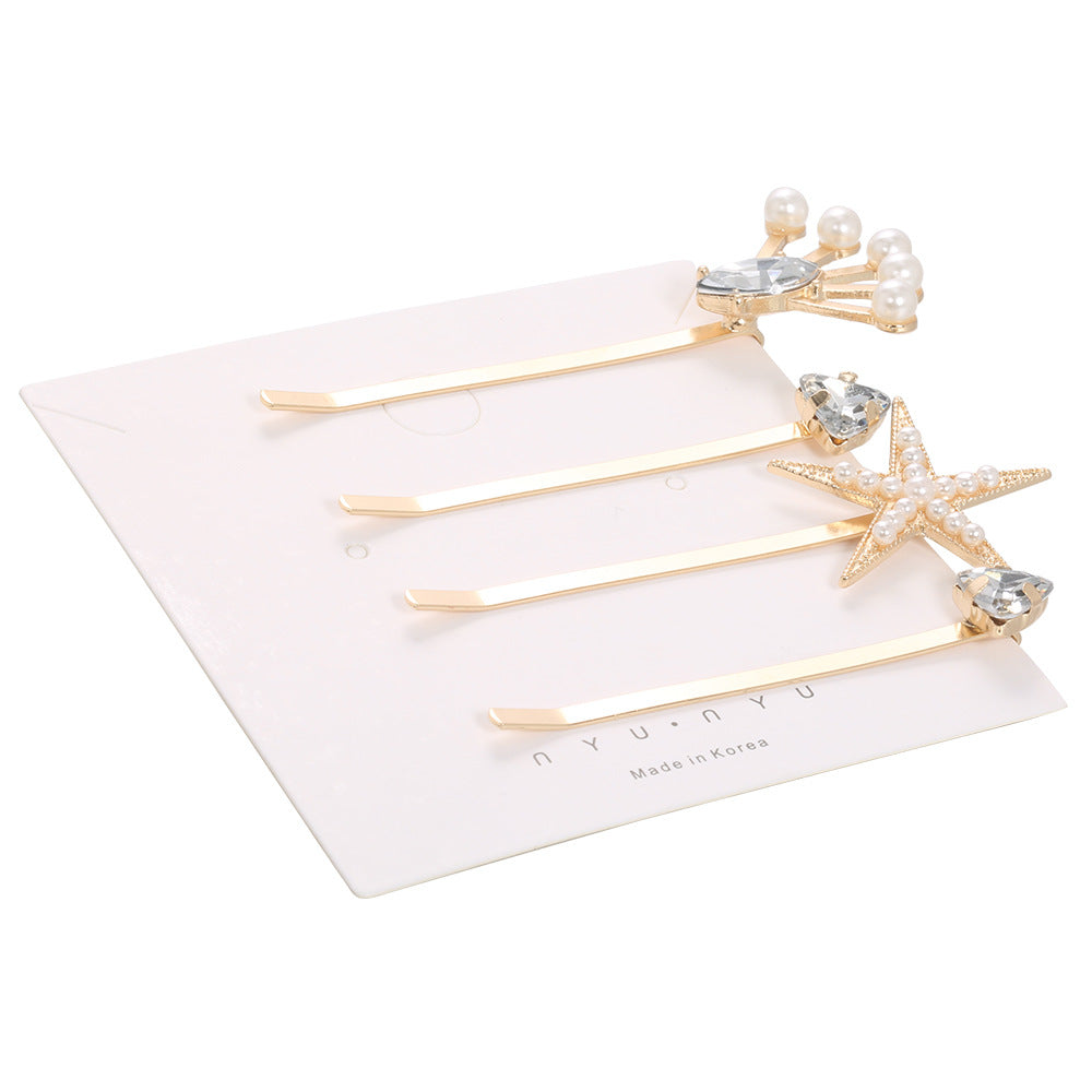 Wholesale Alloy Starfish Diamond Duckbill Hair Clip