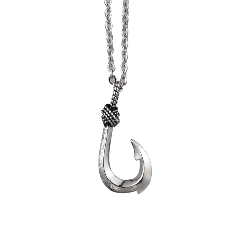 Wholesale Fish Hook Titanium Steel Necklace Silver Nightclub Hip Hop Street Style Unisex Fashion Accessory