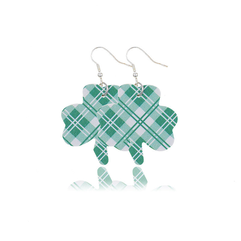 Wholesale St. Parker's Day Four Leaf Clover Leather Earrings