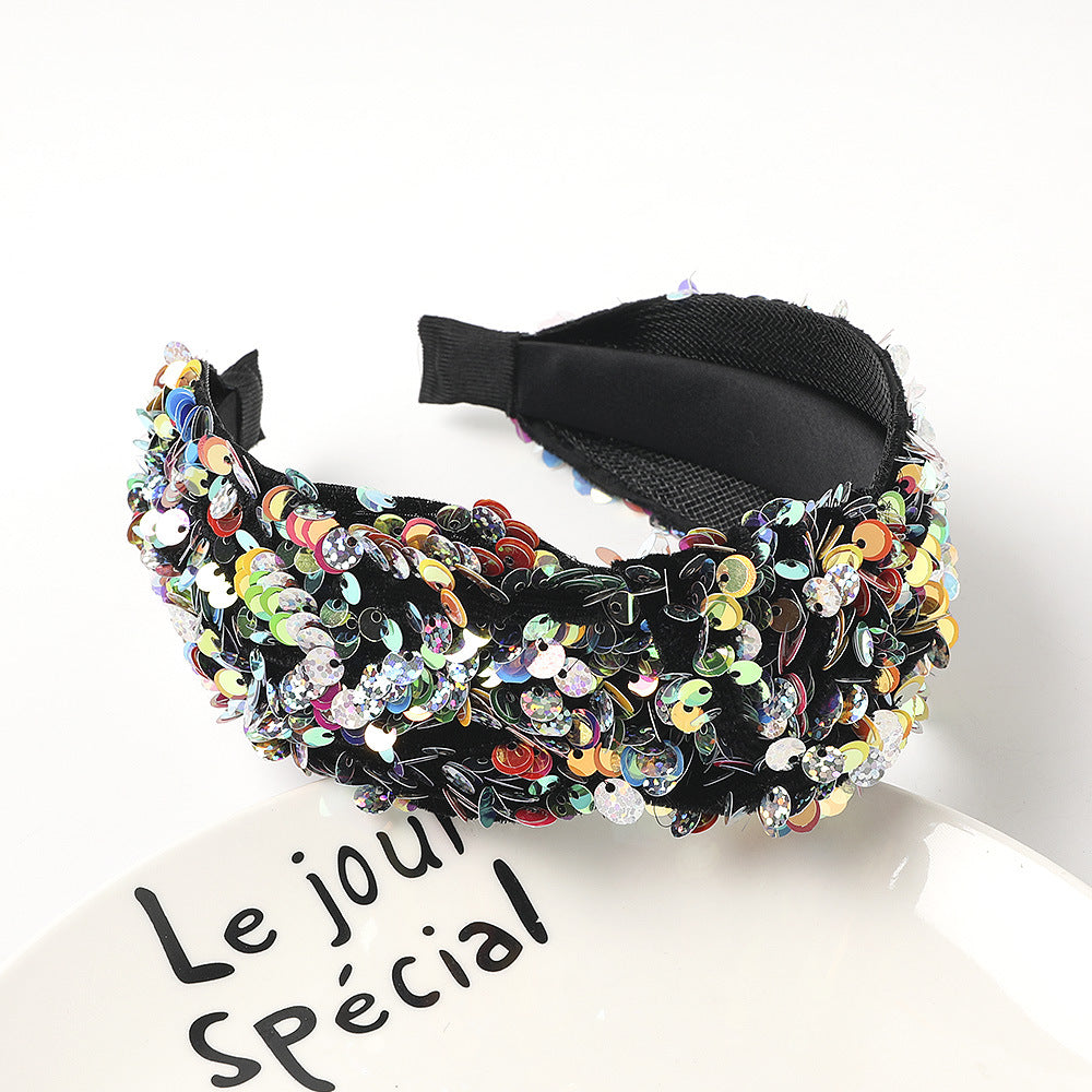 Wholesale Sequins Tied with Fish Scales, Colorful Wide Brimmed Hair Bands