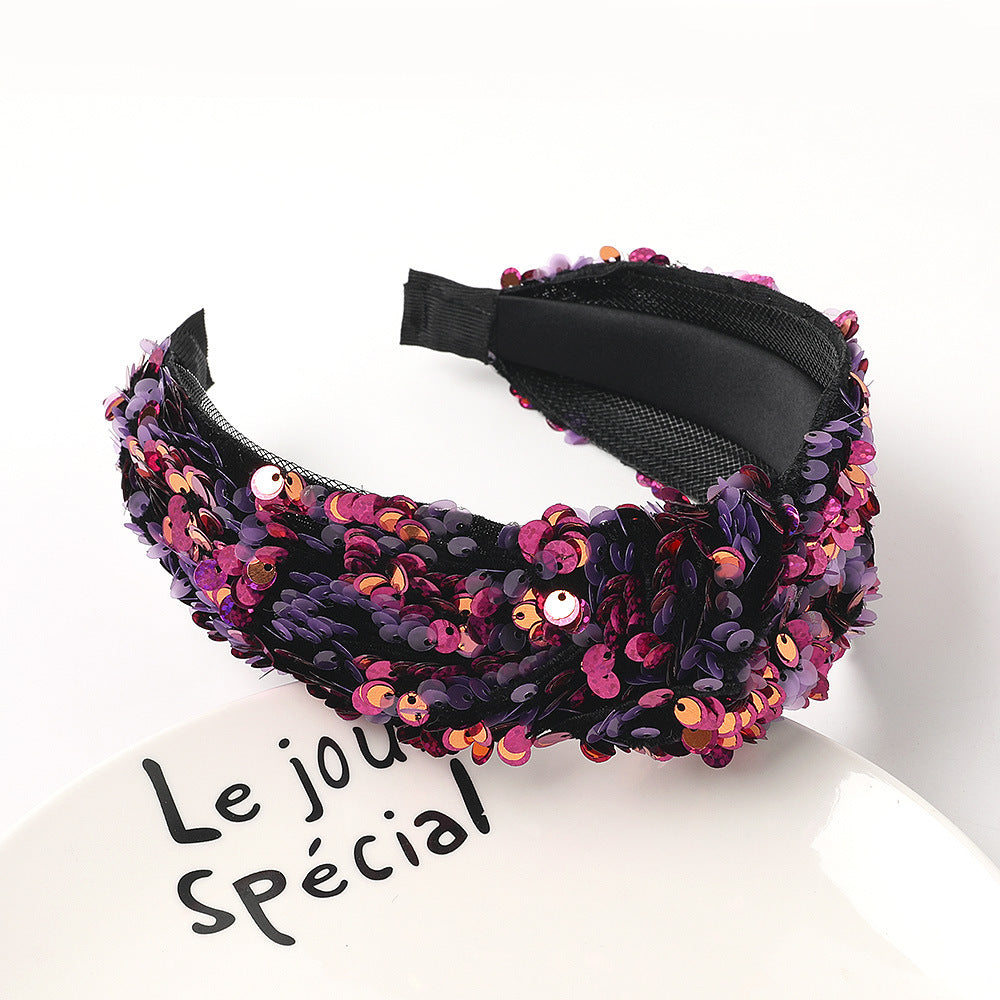 Wholesale Sequins Tied with Fish Scales, Colorful Wide Brimmed Hair Bands