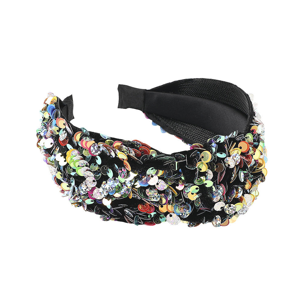 Wholesale Sequins Tied with Fish Scales, Colorful Wide Brimmed Hair Bands