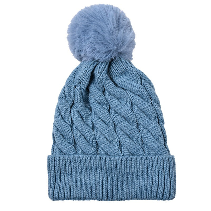 Wholesale Winter Solid Knitting Solid Acrylic Big Fried Dough Twists Thickened Warm Wool Cap