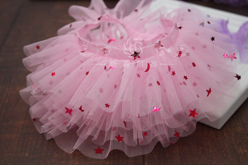 Wholesale 40pcs 5cm star moon mesh sequin pleated lace Doll Accessories