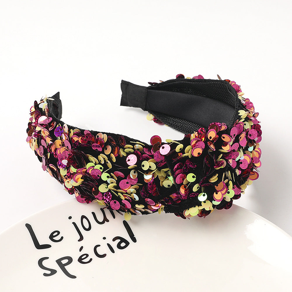 Wholesale Sequins Tied with Fish Scales, Colorful Wide Brimmed Hair Bands