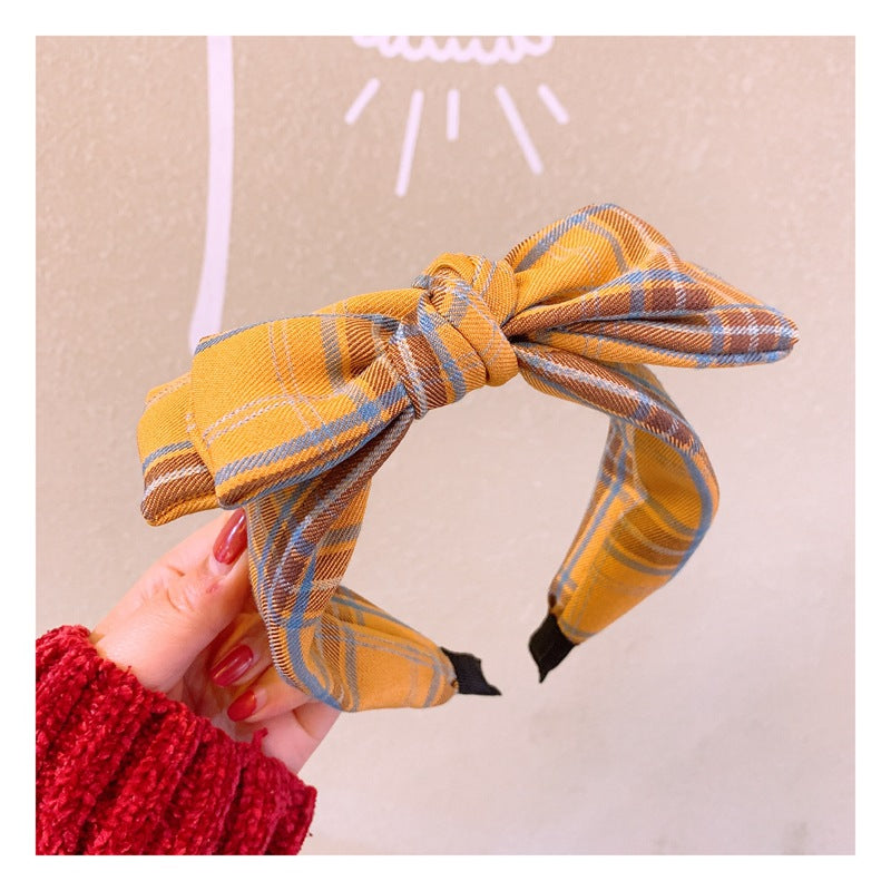 Wholesale Retro British Plaid Double Layer Bow Headband