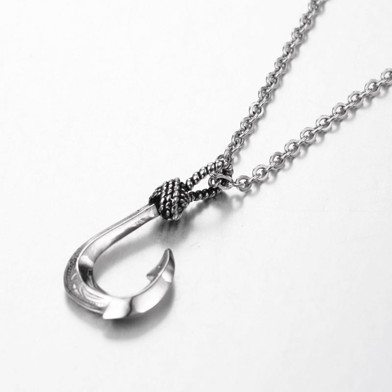 Wholesale Fish Hook Titanium Steel Necklace Silver Nightclub Hip Hop Street Style Unisex Fashion Accessory